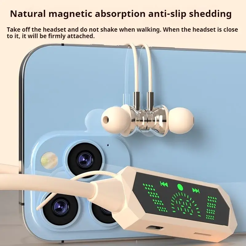 #Long Endurance Neck-hanging Bluetooth 5.4 Earphones Magnetic HiFi Sound Earbuds Wireless Headphones Sports Waterproof Headsets