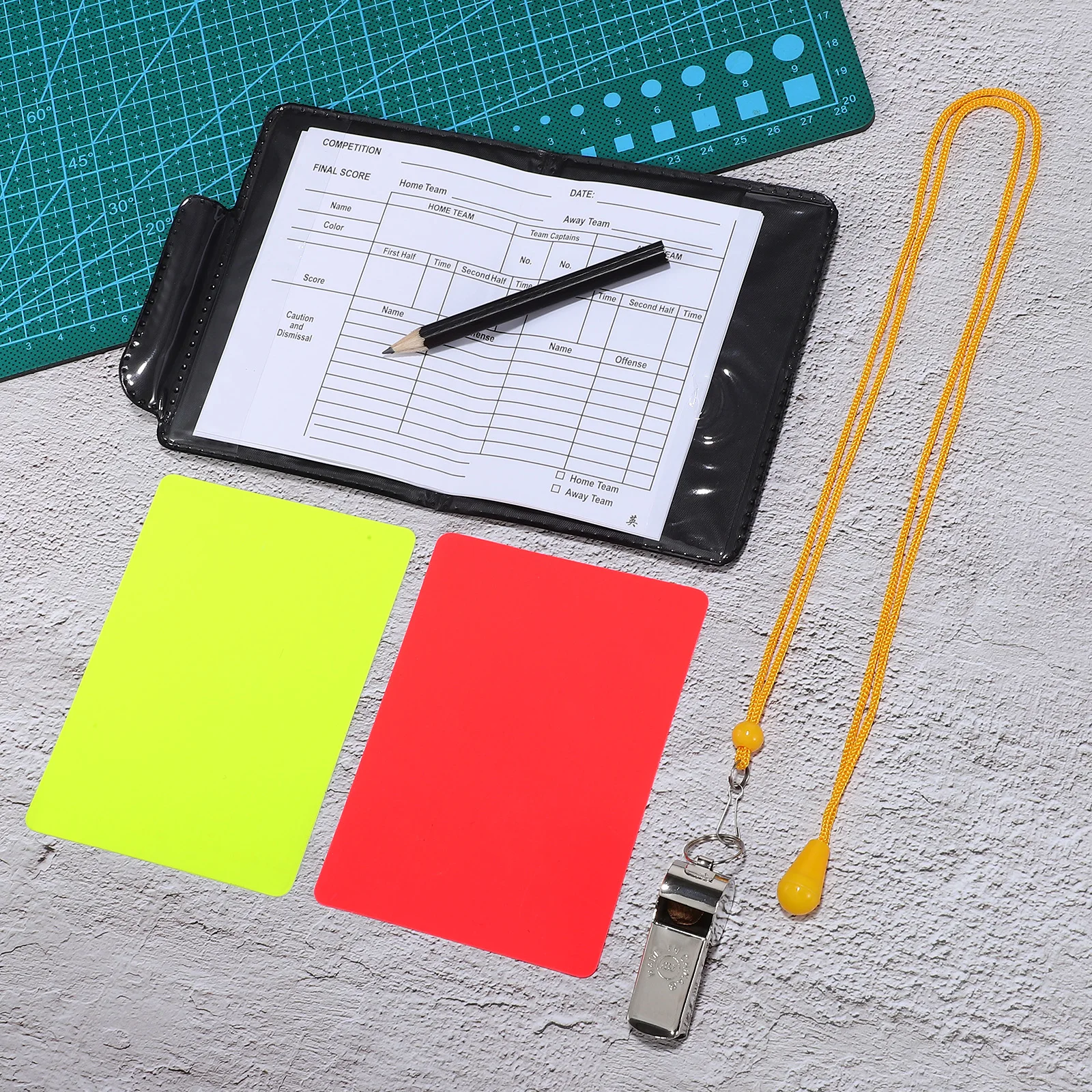 

1 set 1 Set Soccer Referee Kit Tools Cards Whistles Score Sheet Book Pencil For Football Basketball Volleyball Match Competition