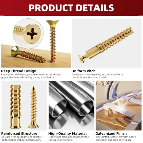 50-Piece Expansion Anchors With Screws Kit Carbon Steel Wall For Door Hinge Repair Drywall Concrete Brick Wood Mounting