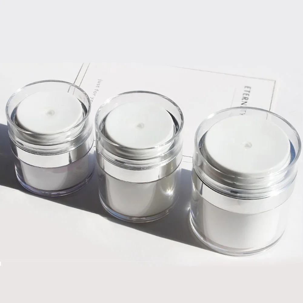 Vazio Acrílico Creme Latas, Airless Recipiente Cosmético, Press Cream Jar, Garrafa De Vácuo, Frascos de Amostra, Novo, 15g, 30g, 50g, 1Pc