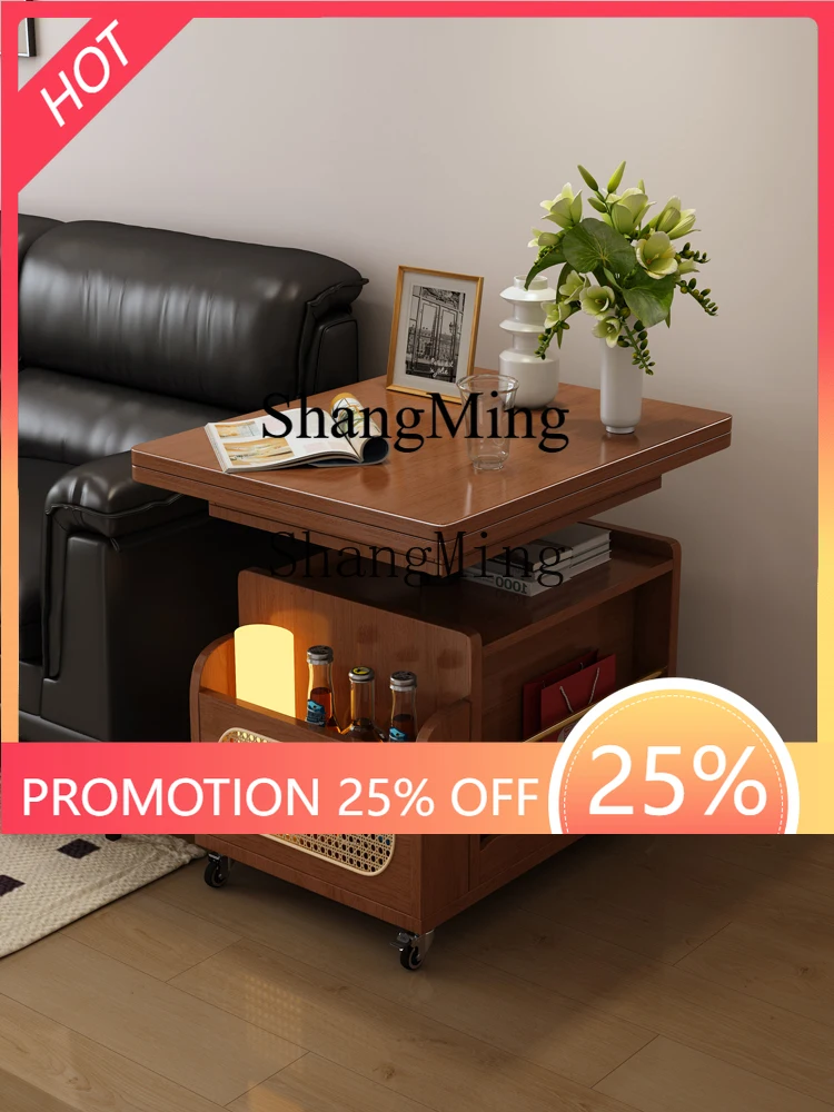

ZYY solid wood coffee table folding movable lifting sofa cabinet living room household small apartment trolley