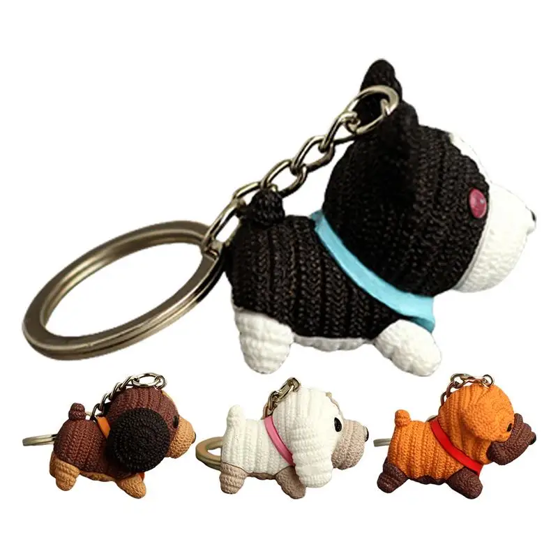 Lindo llavero de perro 4 piezas llavero de cachorro con diseño de perro mascota de dibujos animados accesorio de mochila vívida colgante de llave para bolsos mochilas