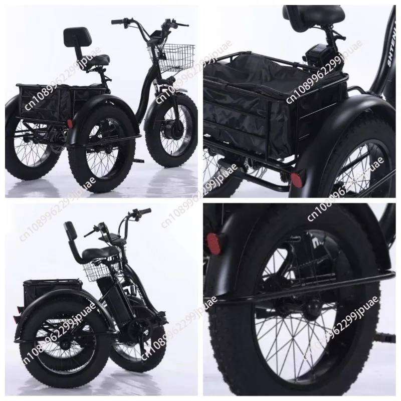 20 Inch Fat Tire Electric Tricycle Lithium Battery Powered Pedal Bike for Snow & Outdoor Riding