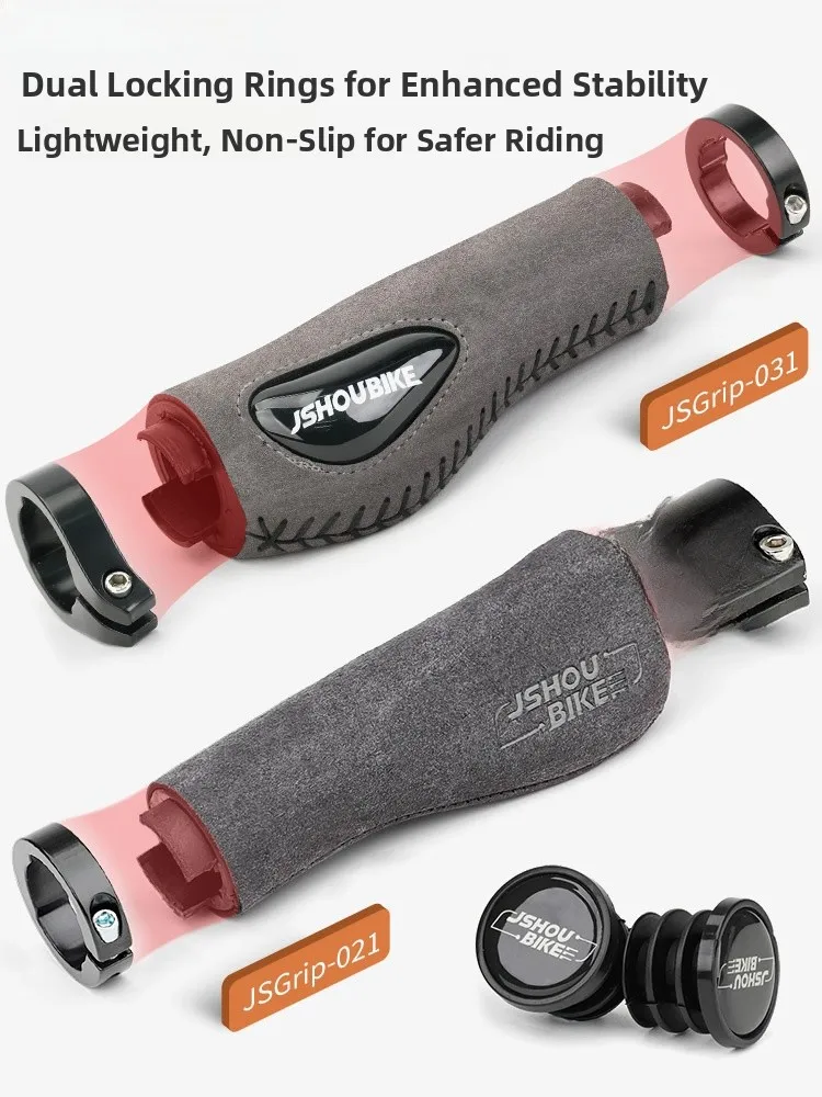 

Universal Mountain Bike Handlebar ips Anti-Slip Sweat Absorbent Silicone Flipped Fur Leather Double Loing Bicycle Acco...