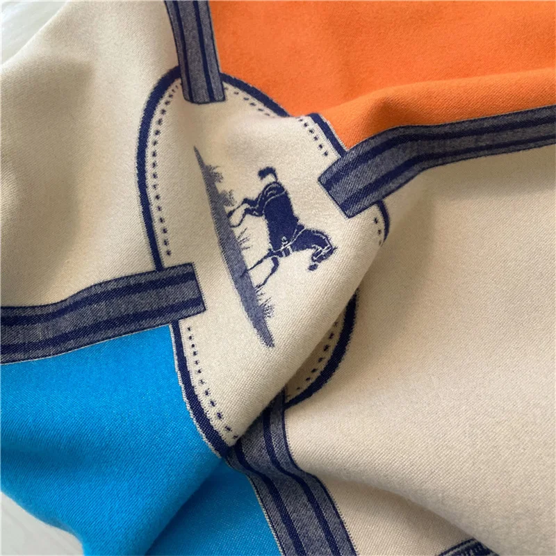 Fashion New Luxury Horse Women Winter Cashmere Scarf Thick Warm Shawl Wraps Pashmina Striped Print Soft Lady Neckerchief