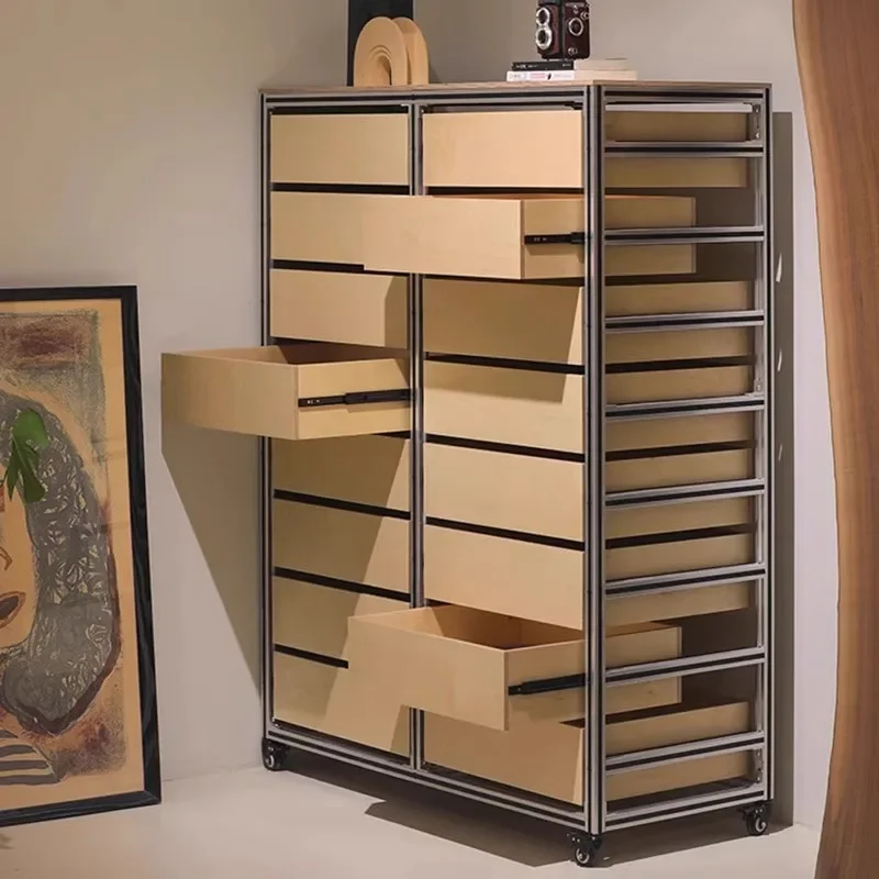 Dining side cabinet aluminum profile storage drawer cabinet removable storage cabinet