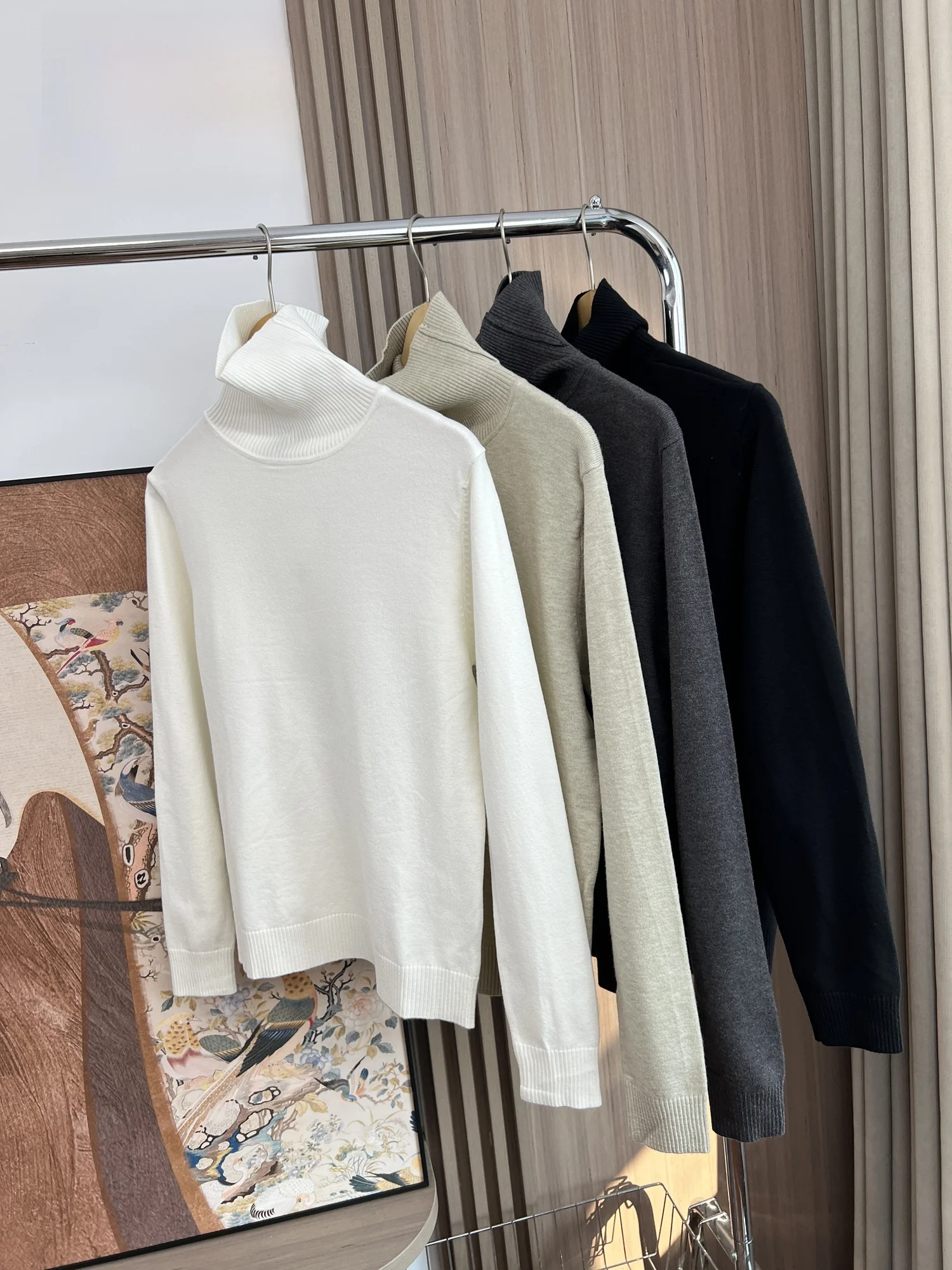 

Мягкая вязаная мужская футболка с высоким воротником, повседневная, однотонная, универсальная, базовый слой для осени и зимы, комфортная, дышащая.