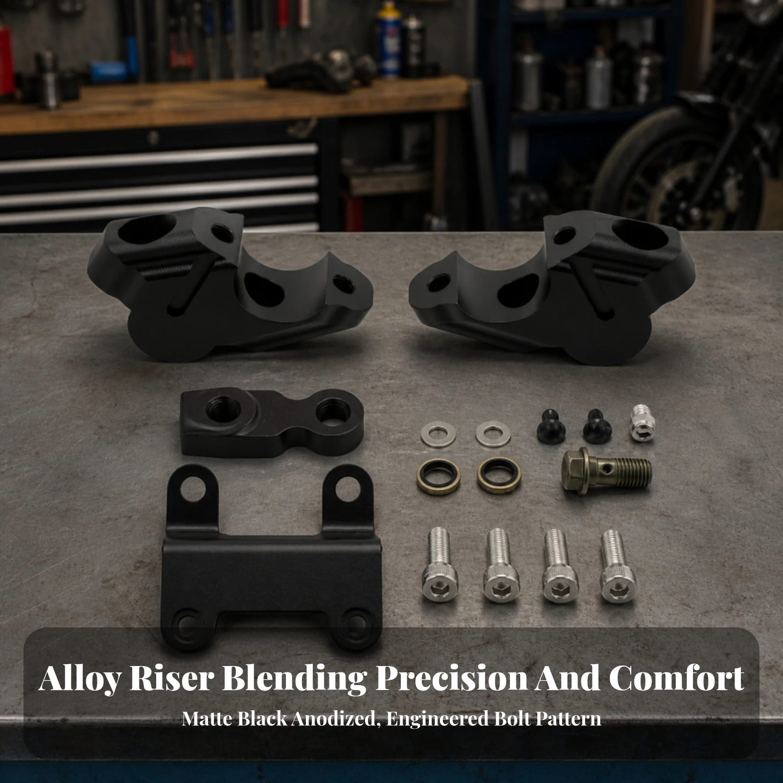 Motorcycle Handlebar Riser Easy to Install Handlebar Riser Assembly Part Ergonomic Long-Lasting for Commuters, Daily Commuting