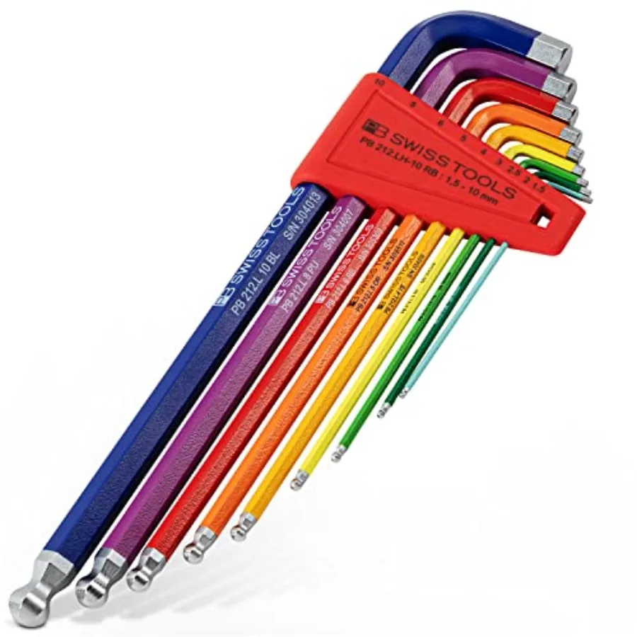 

Набор шестигранных ключей Rainbow Hex Key Set PB 212.LH-10 RB CN, 100% швейцарское производство, 9 предметов, цветная кодировка по размеру, 1.5-10 мм, с шаровым наконечником