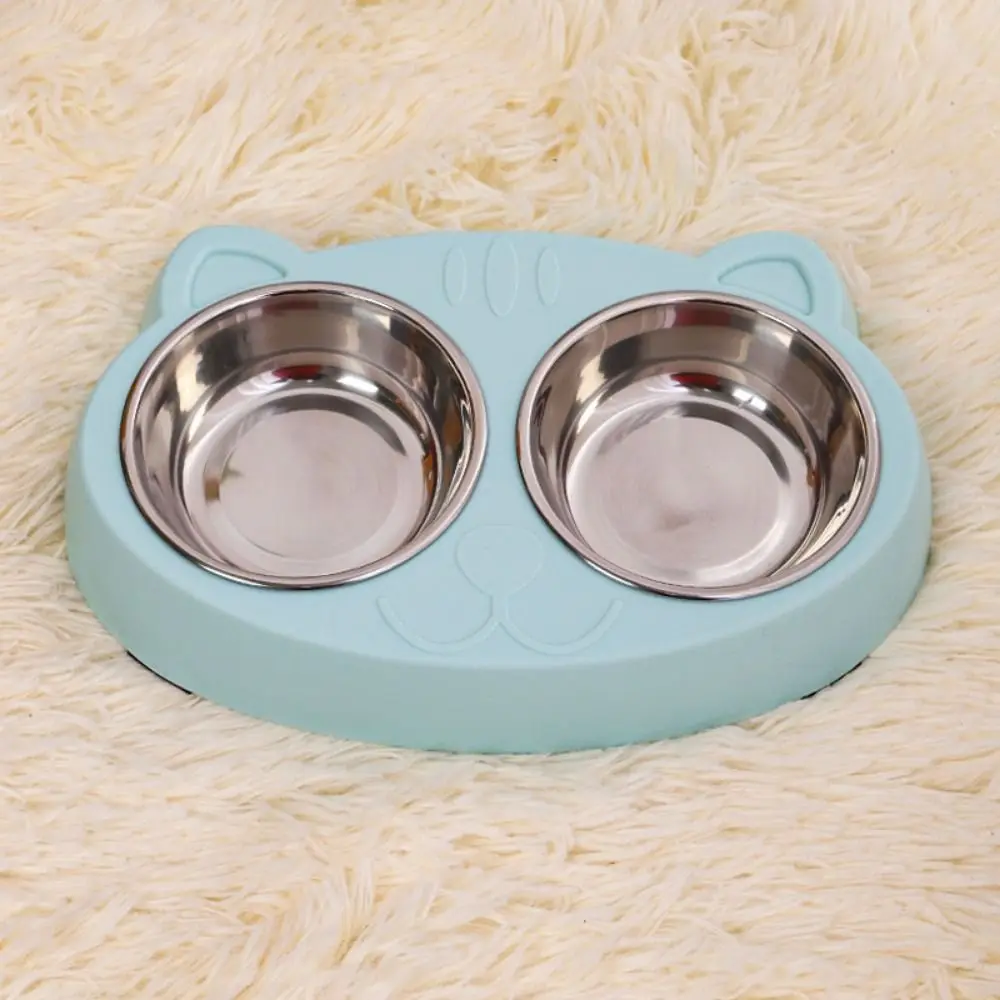 Macaron Pet Double Bowl Plastic Kitten Dog Food Drinking Tray Feeder Cat Feeding Pet Supplies Accessories