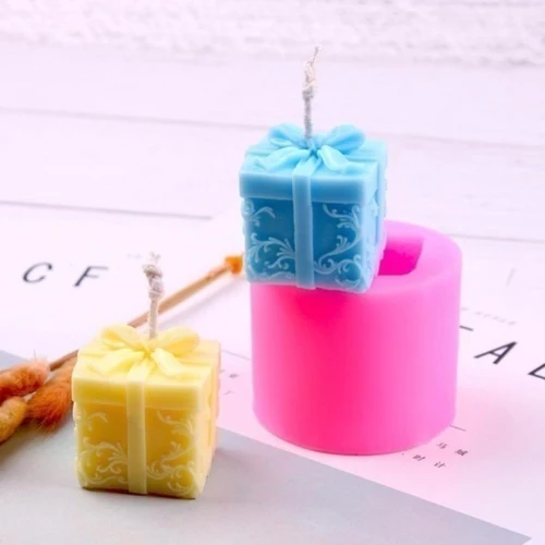 실리콘 캔들 몰드 선물 상자 모양 아로마 캔들 석고 몰드, DIY 비누 만들기, 양초 만들기 용품 키트