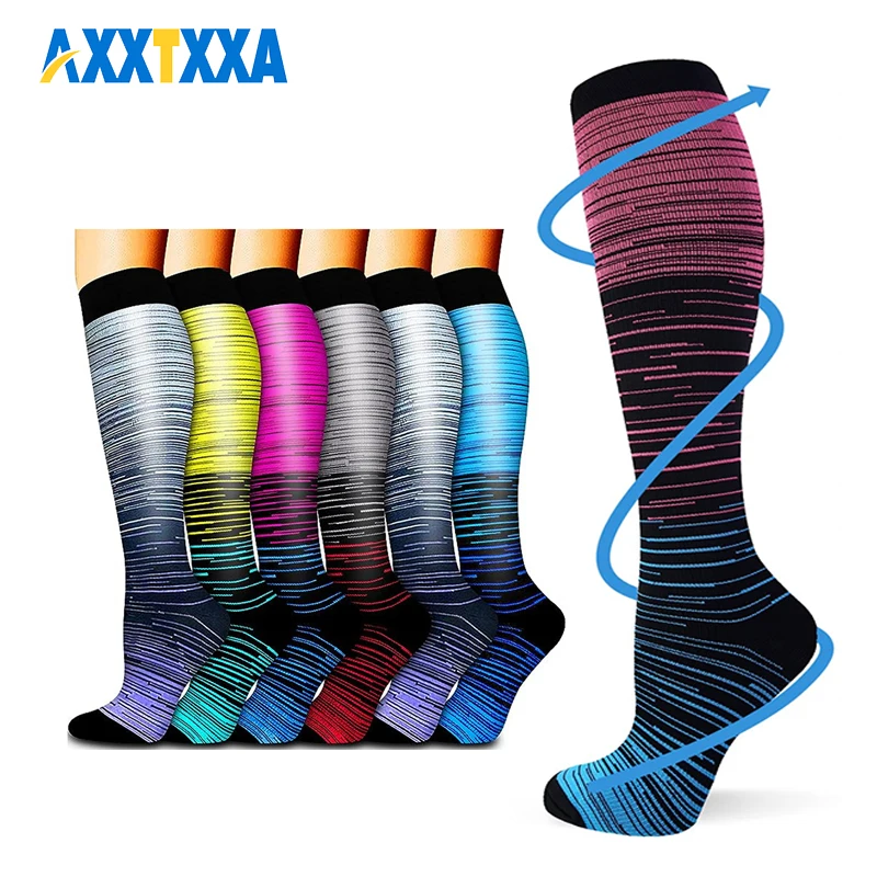 6 Pairs Compression Socks for Women & Men Circulation, 15-20mmhg Support Running Nurse Travel