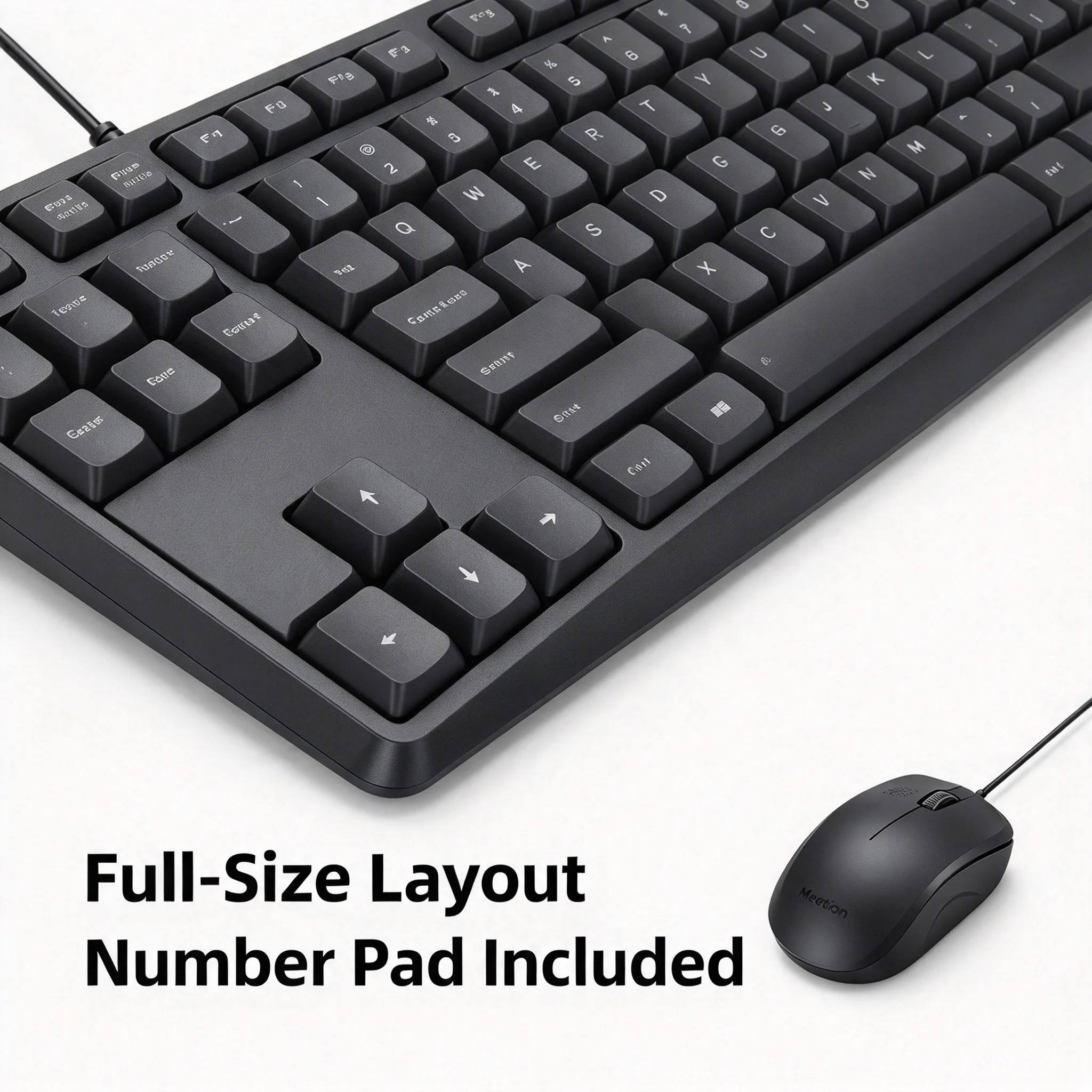 104Keys Full-Size Ergonomic Design Keyboard And Mouse Combo Office Stylish Slient Click Wired Keyboard Set For Computer Laptop