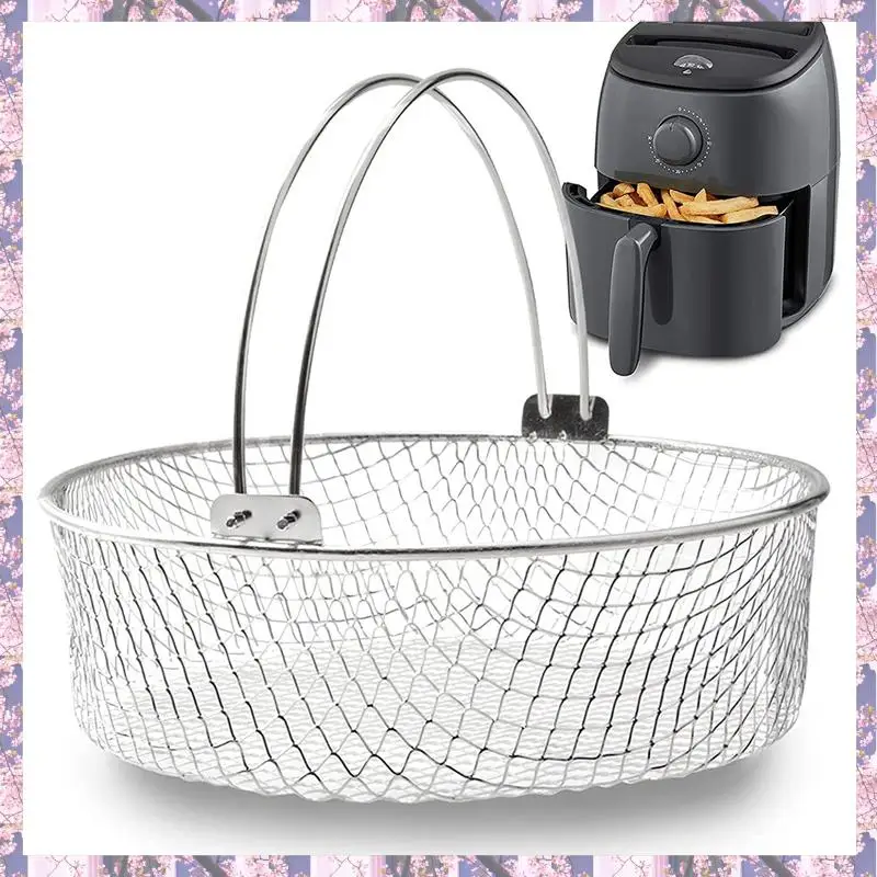 

2X Air Fryer Basket For Mesh Steamer Basket For Ninja Foodi 6.5, 8Qt,Basket,Air Fryer Crisping Basket With Handle