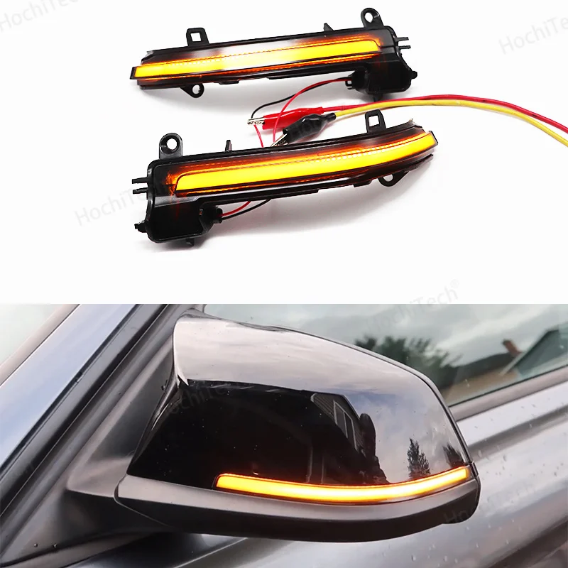 Para BMW 1 2 3 4 X1 M Series F20 F30 F34 F36 E84 F87 i3 luz LED de intermitente negra dinámica luz para espejo retrovisor secuencial