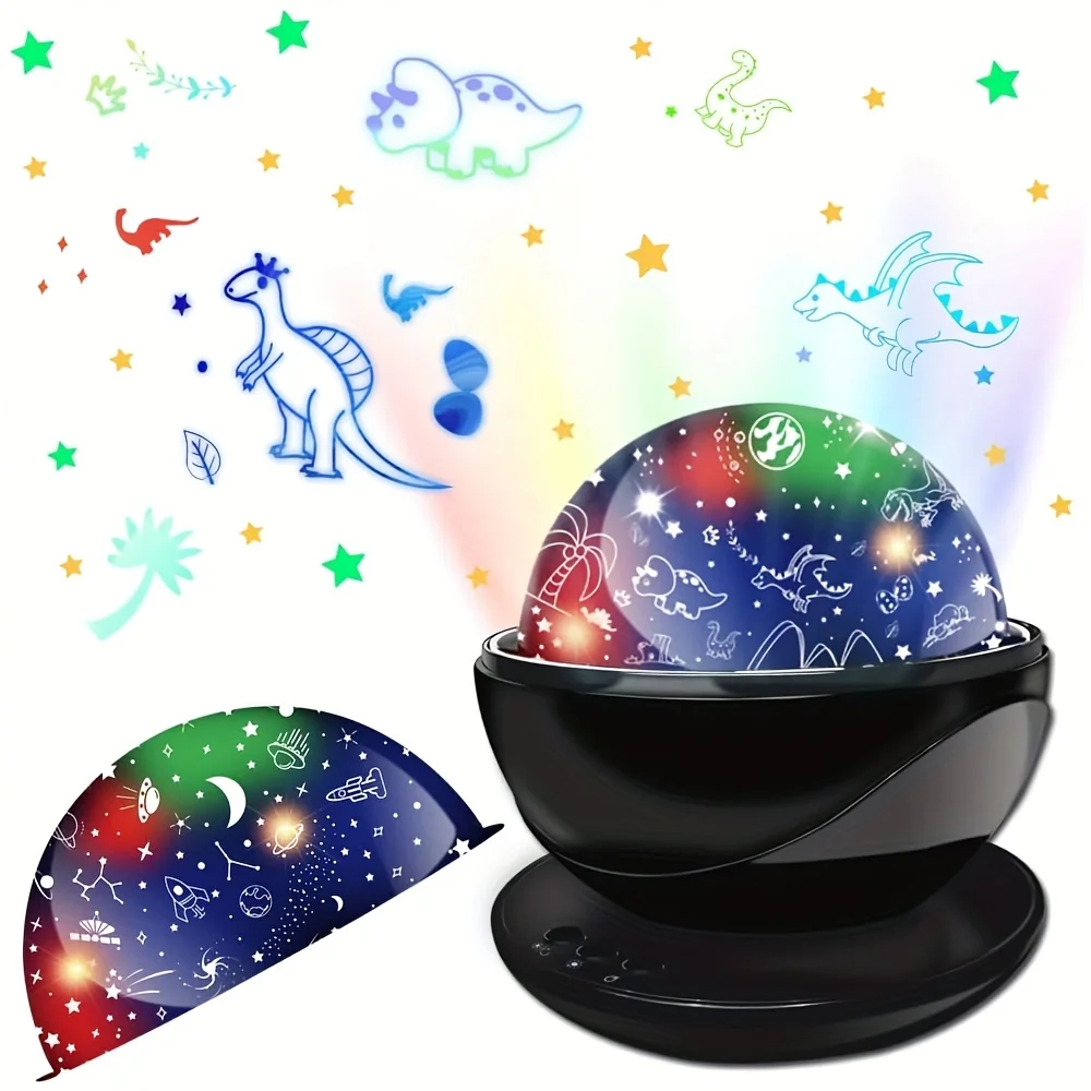 1pcs Night Light Projector Galaxy Projector Light 360° Rotating Dinosaur Projector Lamp With Planets Theme For Bedroom Decor