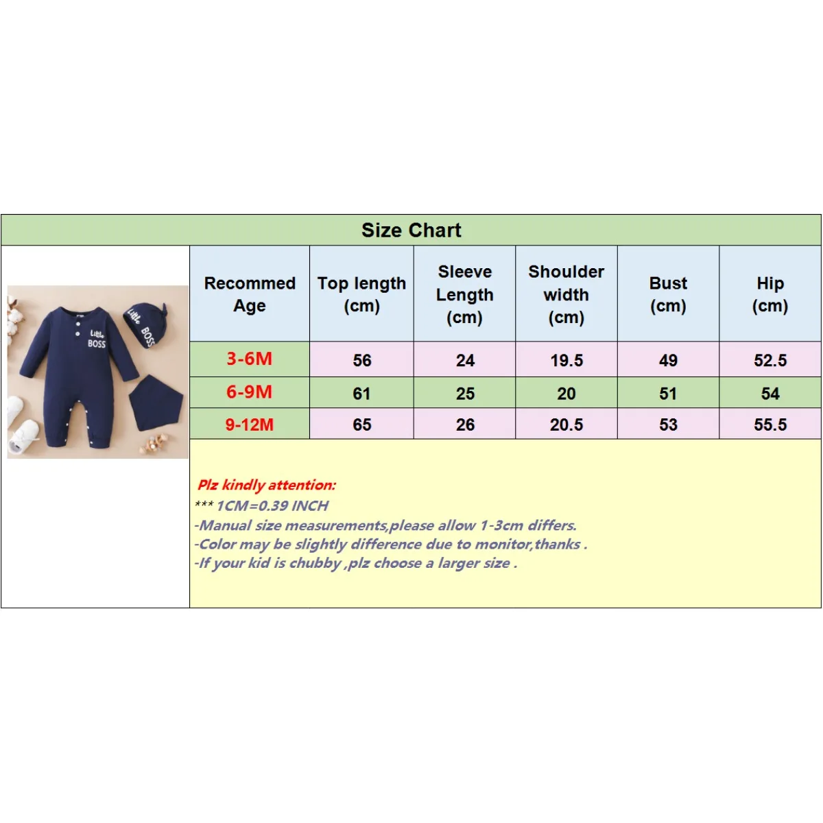 3PCS Newborn Baby Boy Fashion Jumpsuit Solid Color Long Sleeve Bodysuit+Hat+Bibs Spring&Autumn Romper for Infant Boy 0-12 Months