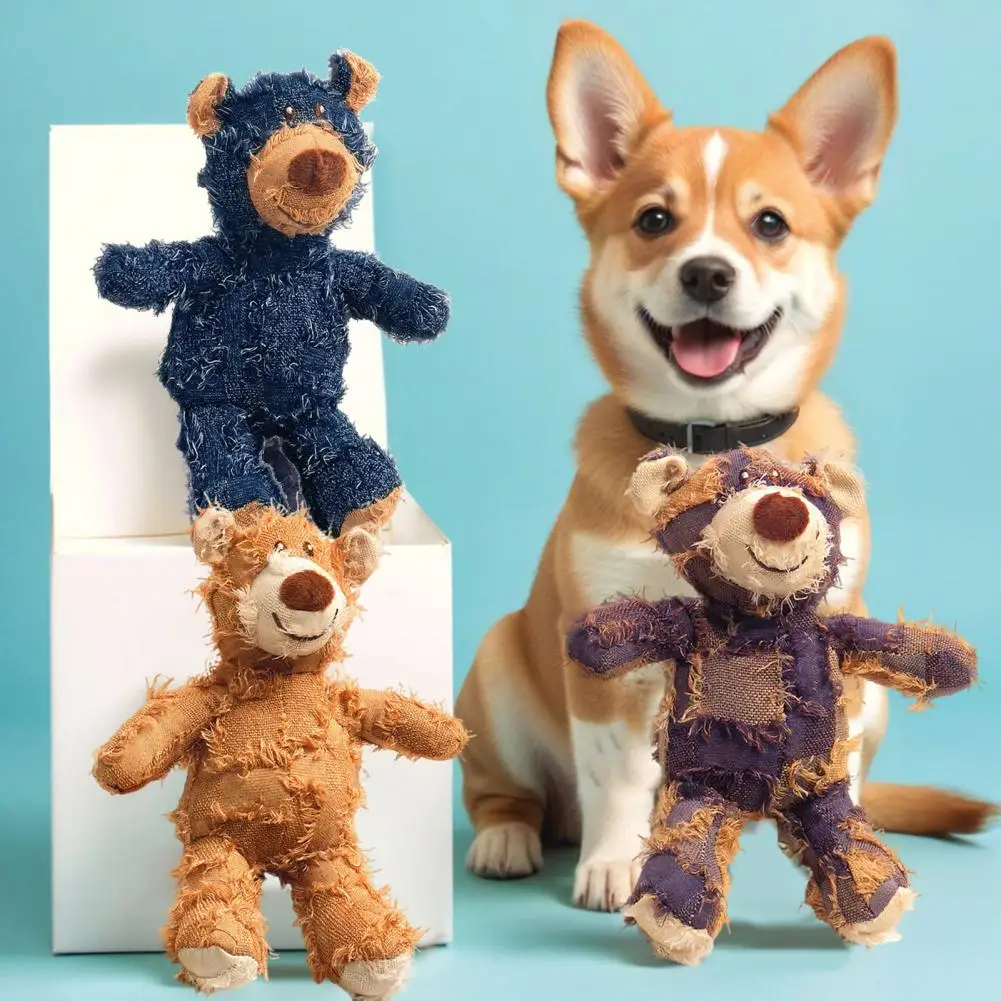 Juguete Masticable para Perros Ragged Bear, Juguete de Peluche con Sonido para Masticar, para Perros Mordedores, Antiaburrimiento para Todas las Razas
