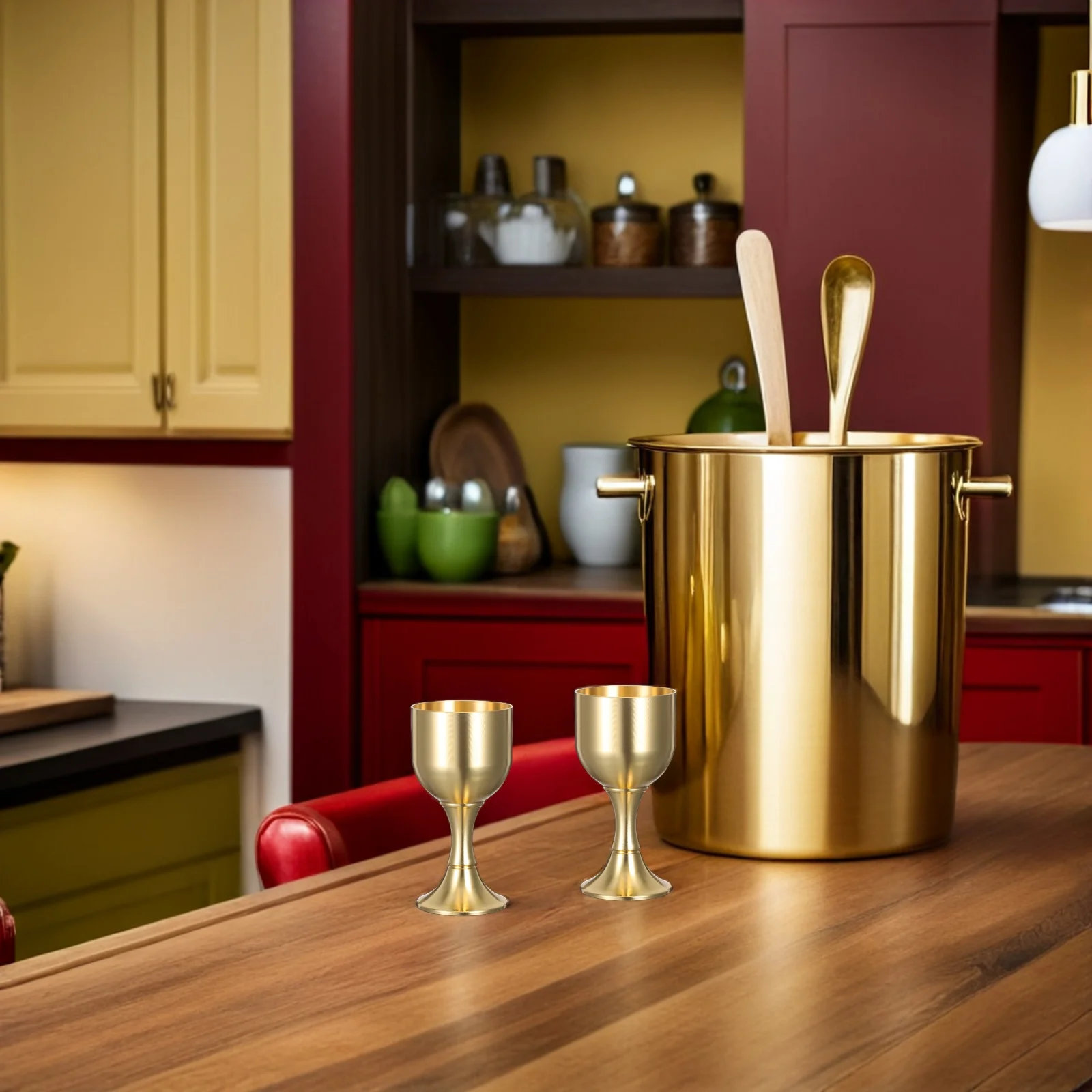 

2Pcs Elegant Brass Chalice Gold Stemmed Goblet Vintage Wedding Communion Banquet Ritual Drinking Cup Vintage Goblet