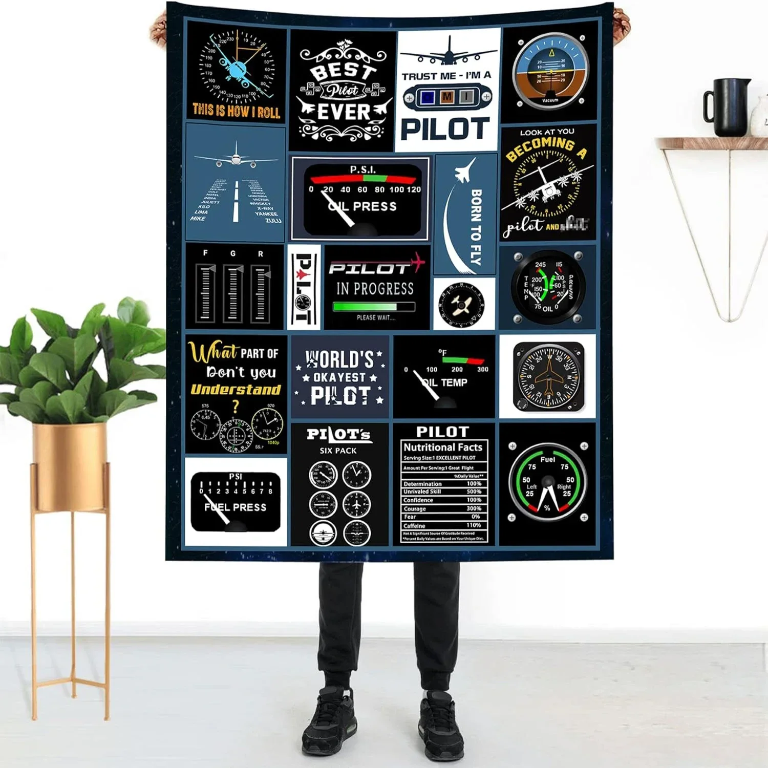 Pilot gifts, aviation gifts, pilot aviation blankets, pilot gifts, aviation pilot instrument gifts blankets, super soft blankets