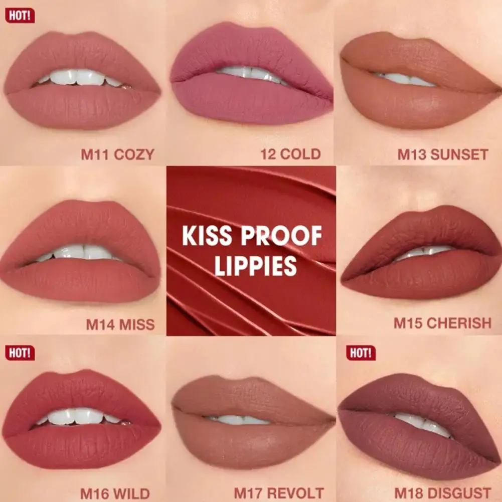 Lipstick Waterproof Velvet Lipstick Non-stick Cup No Lip Lines No Dry Matte Fog Surface Lasting Waterproof 8-color Lipstick