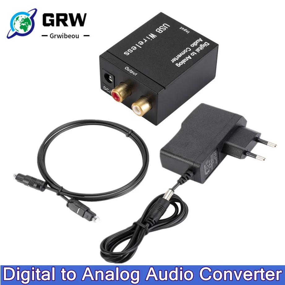 Digital to Analog Audio Converter RCA R/L Output Audio Adapter DAC Amplifier Box for Coaxial Optical SPDIF ATV DAC Decoder