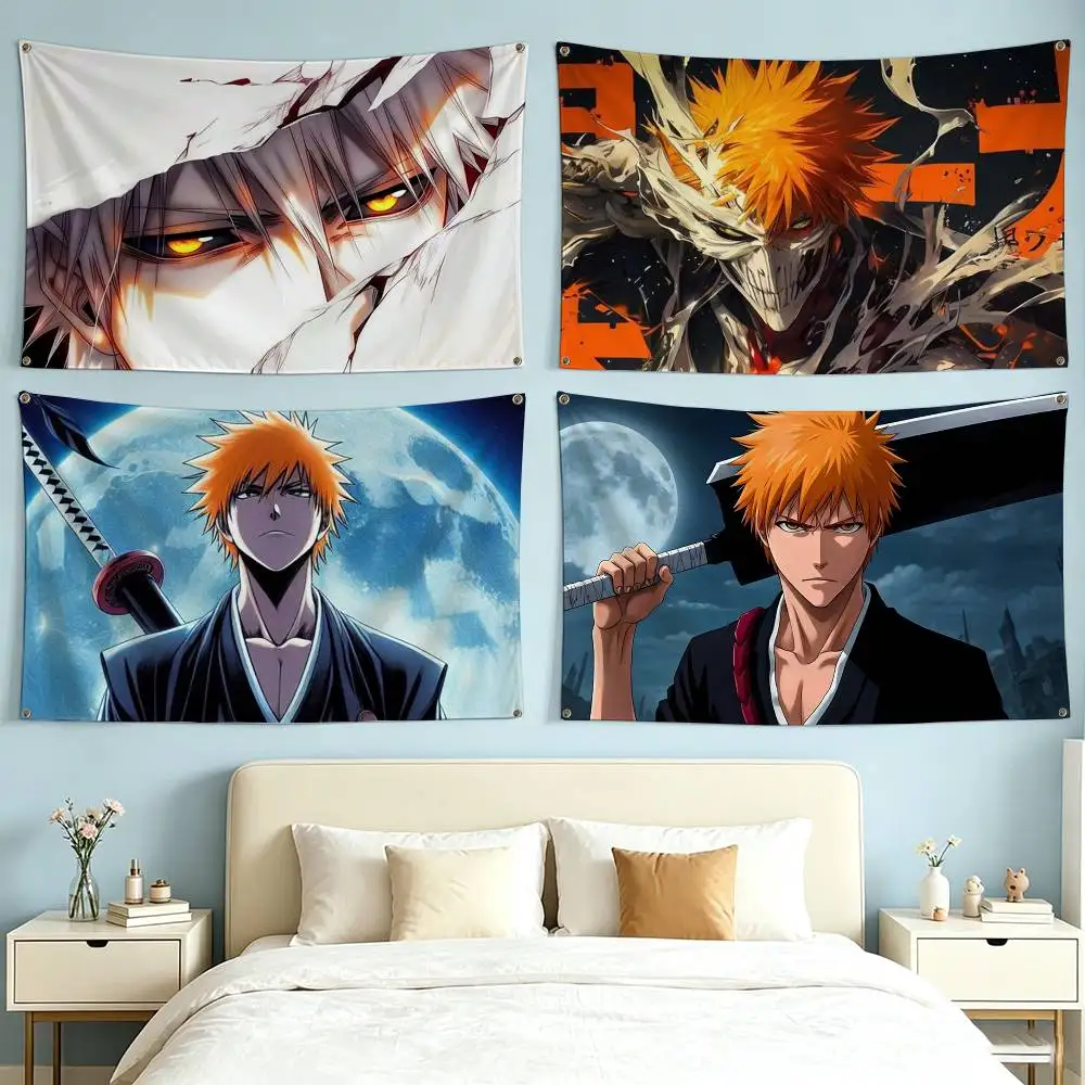 Anime B-Bleach-ES I-Ichigo Kurosaki  Flag Suitable For Party Club Outdoor Interior Wall Decoration Banner Fans Gift
