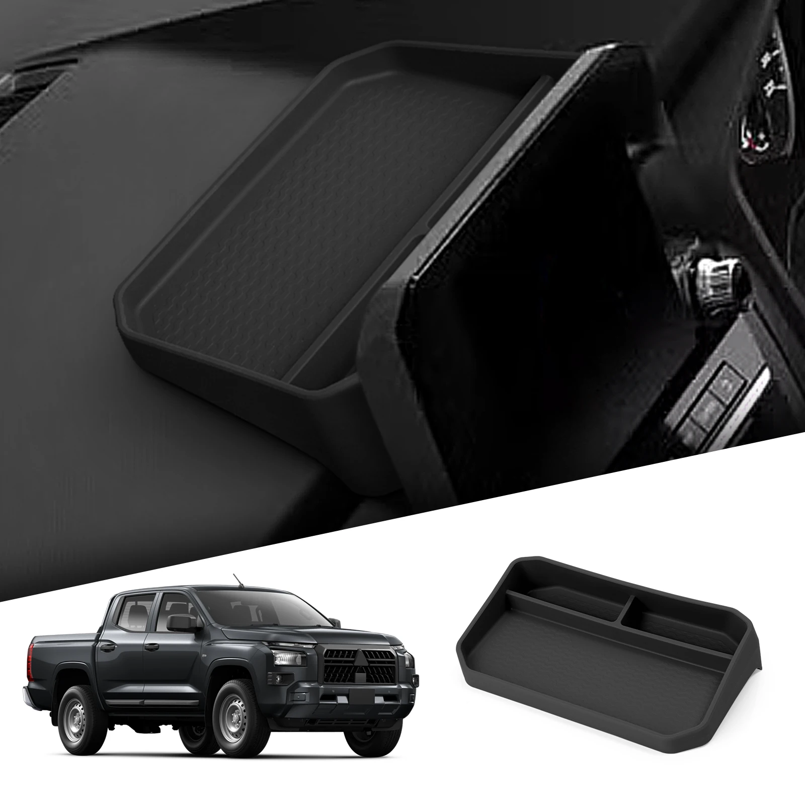 

LUCKEASY for Mitsubishi Triton 2024 2025 Car Dashboard Tray Center Console Hidden Storage Box Behind Screen Tidying