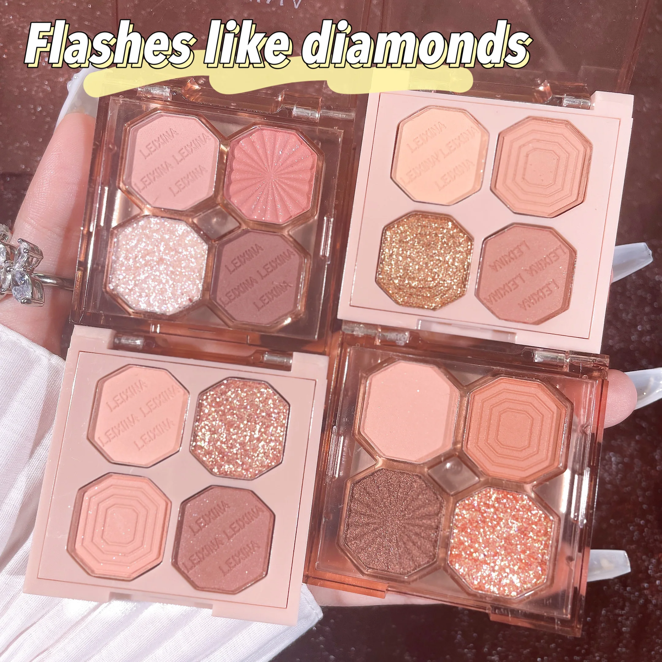 Jasny klejnot Czterokolorowy cień do powiek Perłowy matowy Niełatwy do zdejmowania makijażu Codzienny makijaż Cień do powiek Dysk