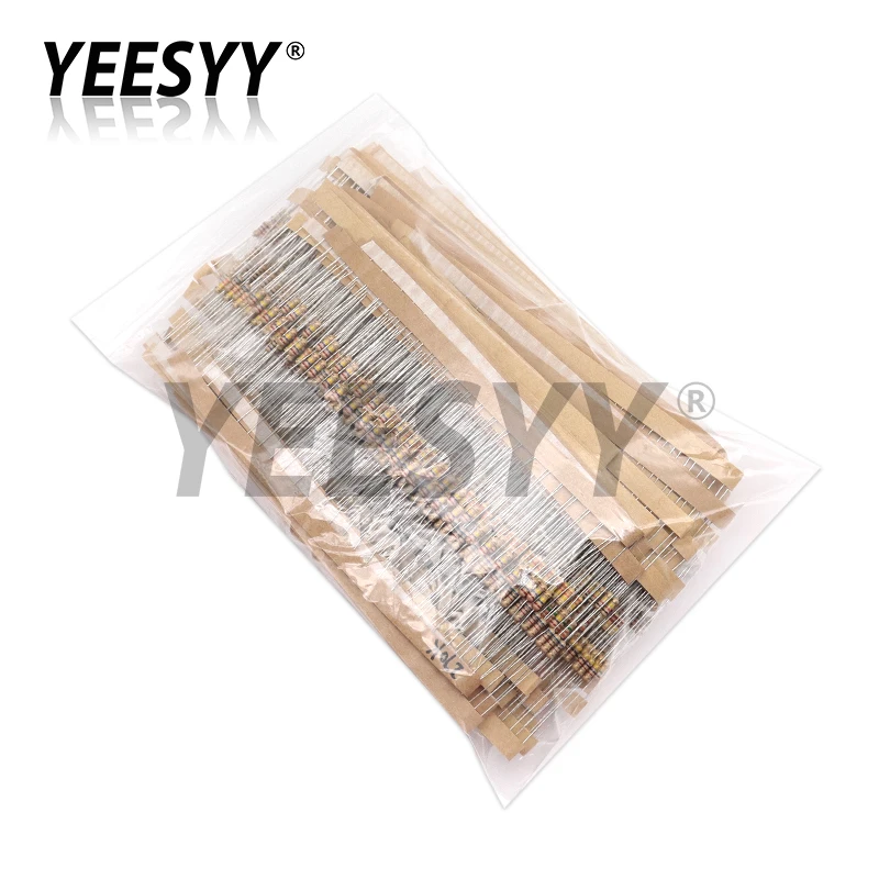 

2500pcs 1/4W Carbon Film Resistor Kit 50 Values 1 ohm - 10M 0.25W 5% Resistance Assortment Set Sample Pack