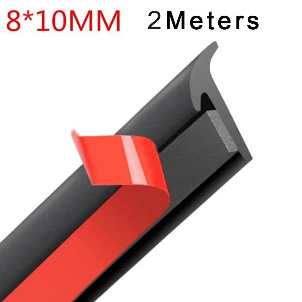 2M Car Rubber Sealing Strip Inclined T-shaped Weatherproof For Edge Trim Bumper Lip Side Skirt Trim Sealing Strip