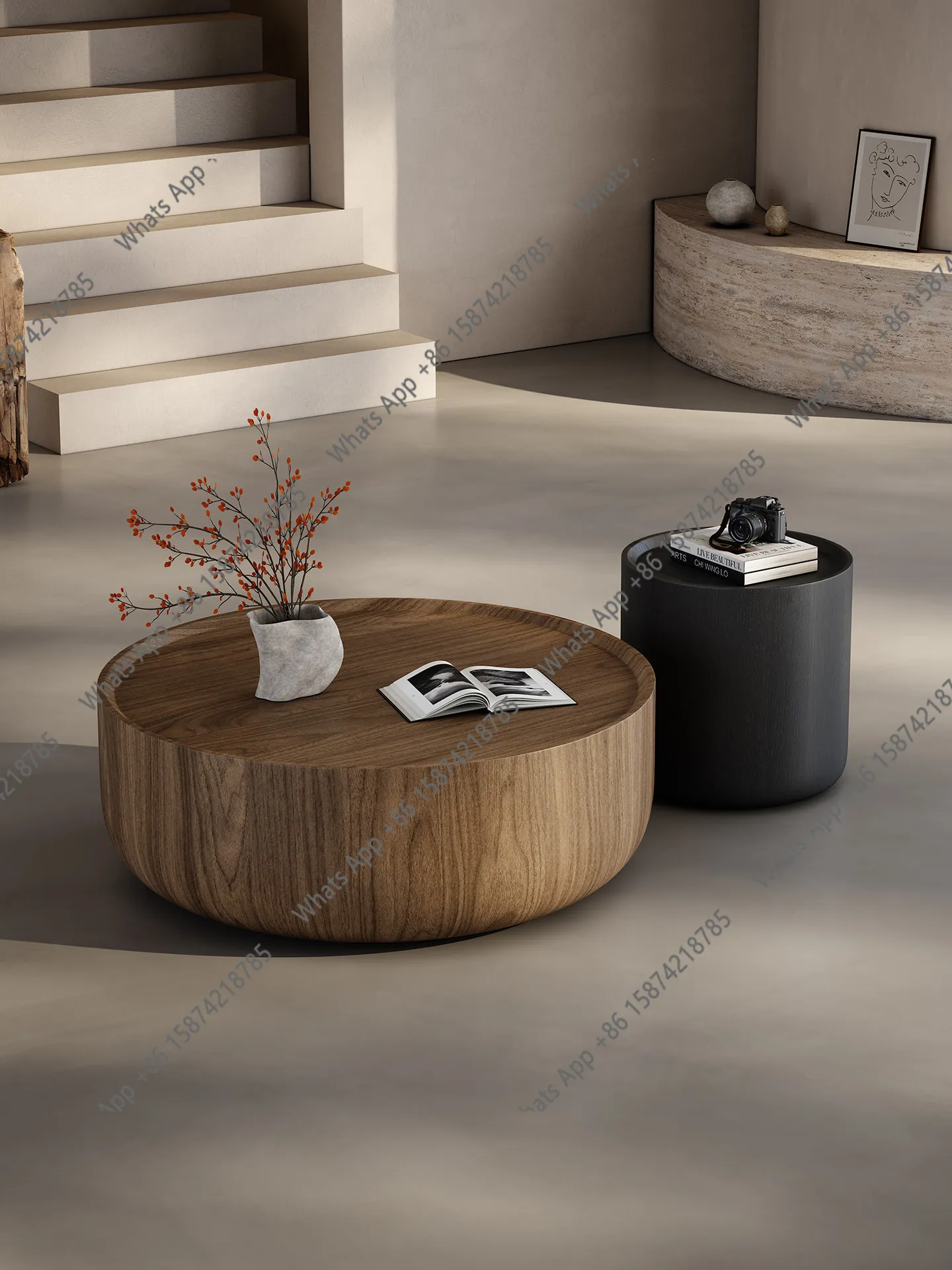 

New second-hand coffee table combination living room home solid wood simple wabi-sabi style small apartment retro coffee table