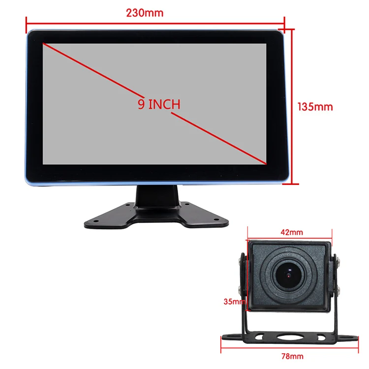 SmartourVehicle Rückfahrkamera-System 4-Kanal-Aufnahme DVR 9 Zoll IPS-Bildschirm 1080p Kamera Rückansicht Auto-Rückfahrmonitor Touchscreen