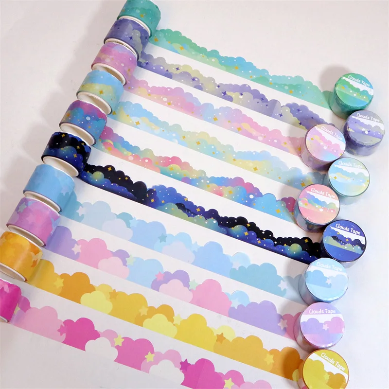 1PCS Cute Star Gradient Cloud Tape Adhesivos Scenes Photo Album Decorate Washi Tape Diy Scrapbooking Japanese Stationery