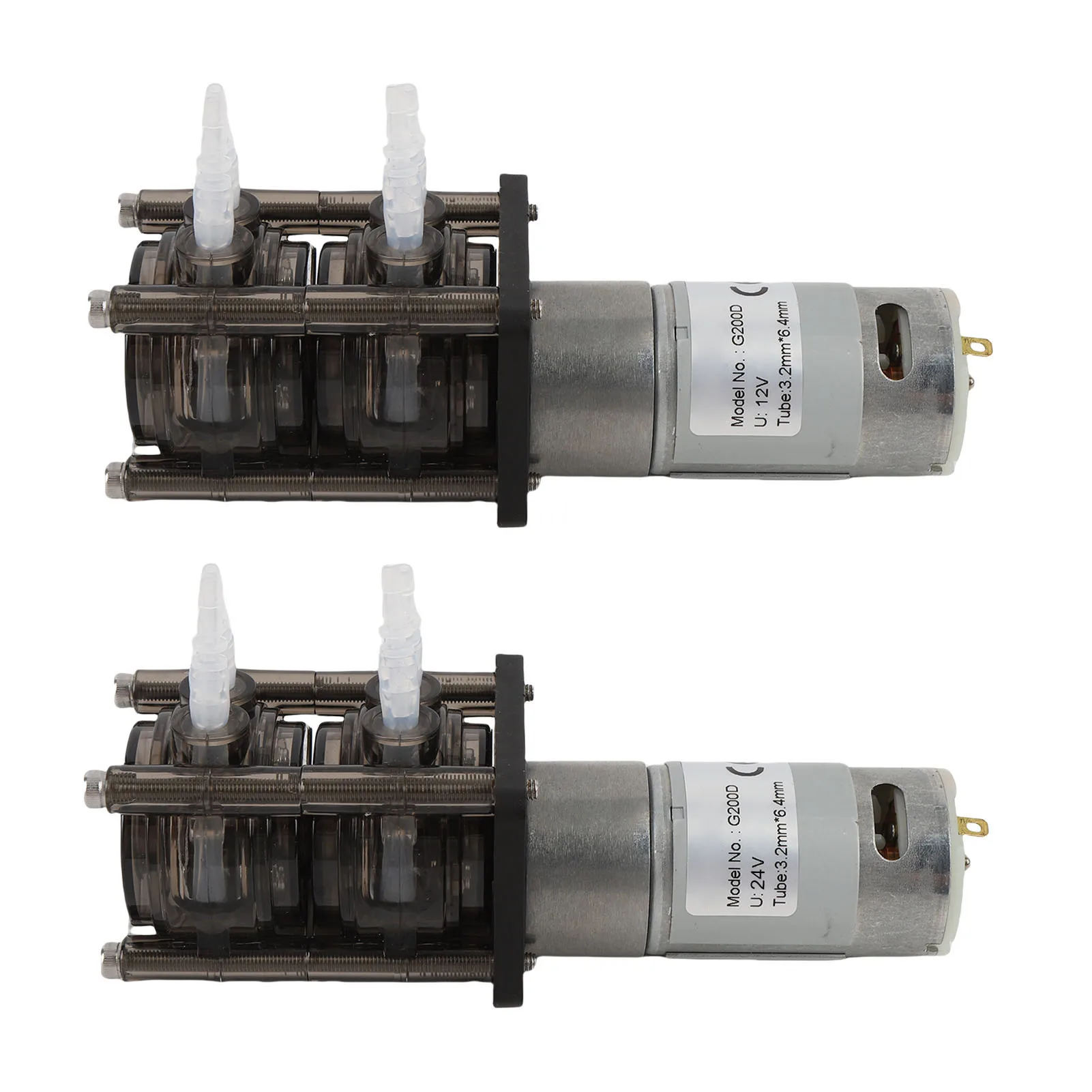 

Перистальтический насос G200D, 2x200 мл/мин, матовый двигатель постоянного тока, 3,2x6,4 мм, прозрачная силиконовая трубка, дозирующий насос для жидкости для лаборатории