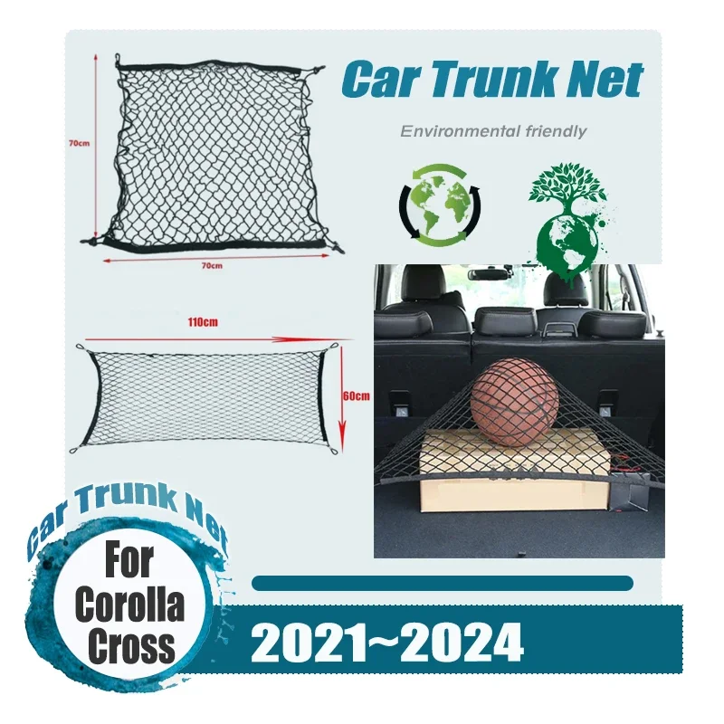 Car Trunk Net For Toyota Corolla Cross Hybrid 2024~2021 Storage Bag Back Rear Trunk Elastic String Luggage Mesh Car Accessories