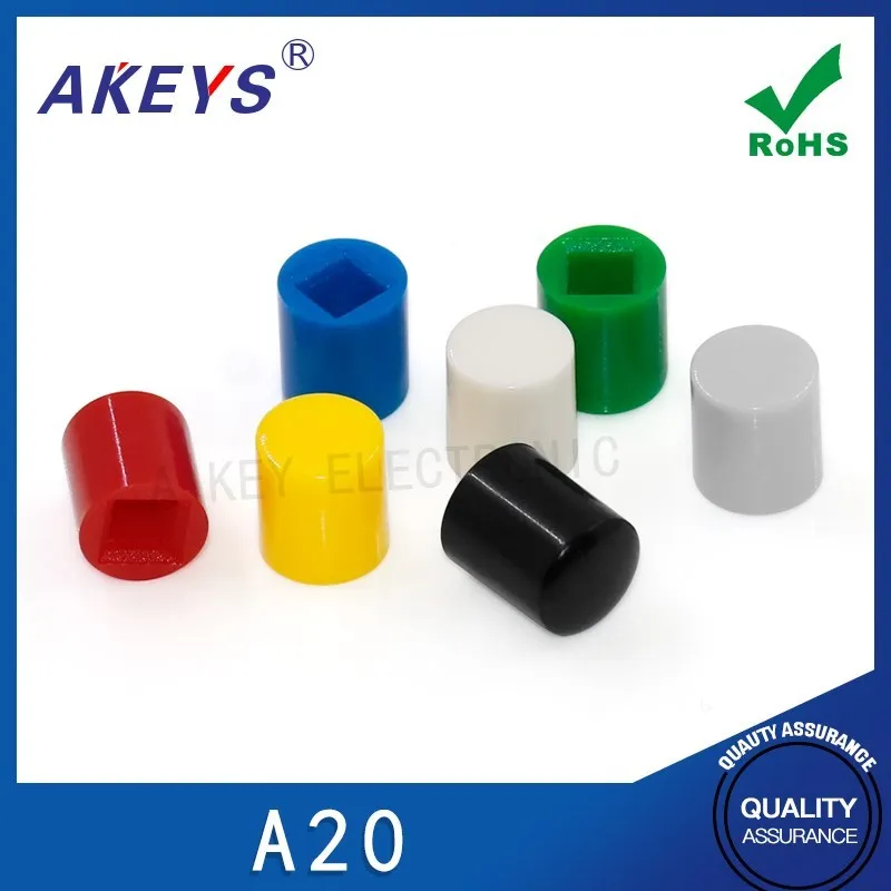 10pcs A20 Self-Locking Switch Button Cap with 7*7/8*8/8.5 Power Square Button Head 6.2*7.3