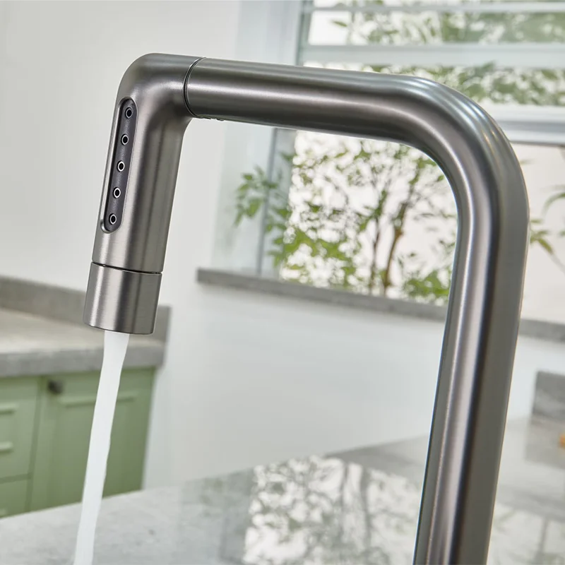 

Кухонный смеситель с выдвижной лейкой, пять режимов, для мойки овощей, горячей и холодной воды, для посудомоечной машины, для раковины, для балкона, поворотный, G3/8G1/2