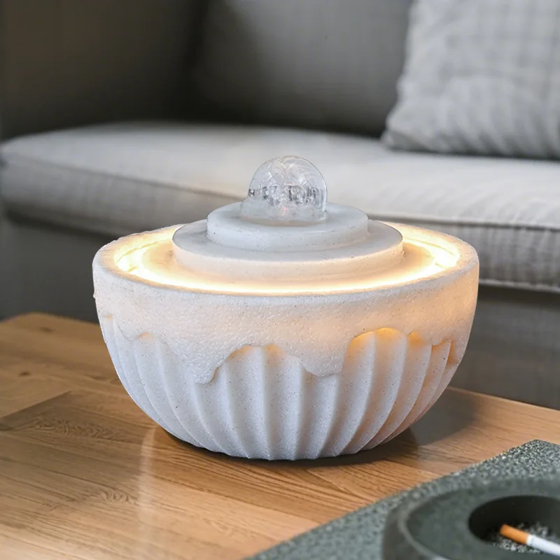 Light luxury flowing water ornaments living room desktop circulation aquatic wealth feng shui ball rockery water features