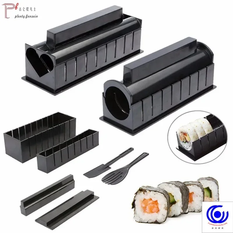 Herramienta de molienda de Sushi DIY, juego de 11 piezas con cuchillo para Sushi, herramienta de molienda de Onigiri, artículos de arroz de algas marinas