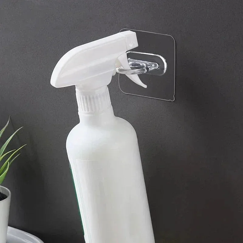 5/10pcs Ring Hook Transparent Tape Storage Perforation-Free Body Wash Toilet Storage Supplies Waterproof And Rust Resistant