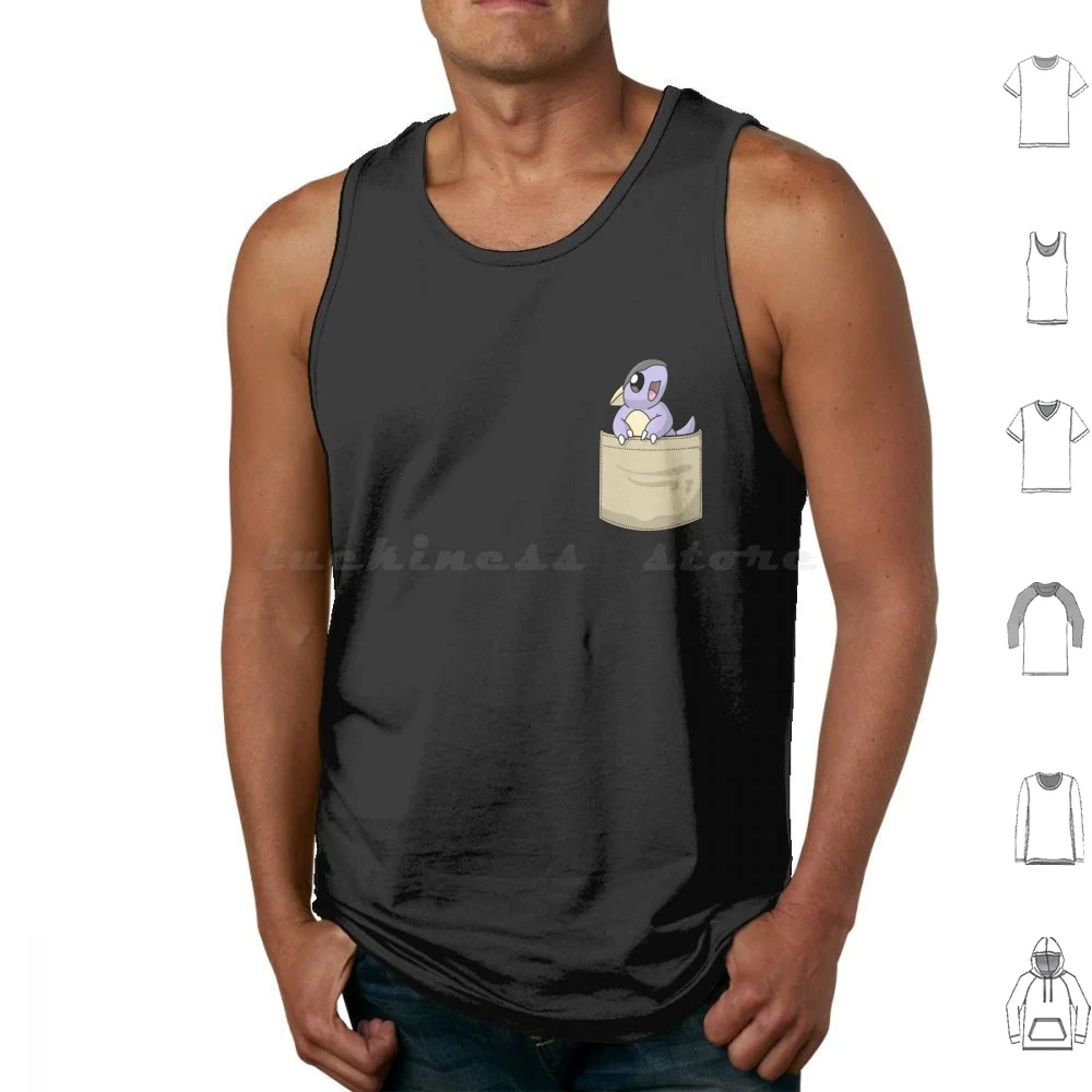 Bebé Kangaskhan bolsillo camisetas sin mangas chaleco sin mangas bebé Kangaskhan bolsillo dibujos animados Anime Gameboy Friki Freak videojuego