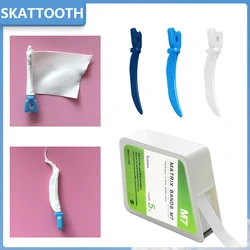 Bandas de matriz de teflón Dental, tiras de matriz antiadherentes anticorrosivas, Matrices de 120 piezas, cuñas de plástico con orificio, 5 m/rollo