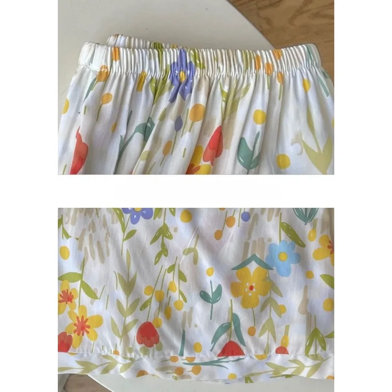 Conjunto de pijama fresco de manga corta para mujer, ropa de salón Floral japonesa fina, traje de estudiantes coreanos de verano, ropa de casa dulce suelta