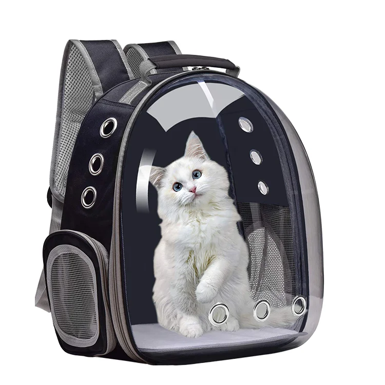 

Hiking Travel Companion Small Dog Cat Backpack Pet Carrier ABS Zipper Closure Oxford Bubble Bag Printed Space Capsule Style
