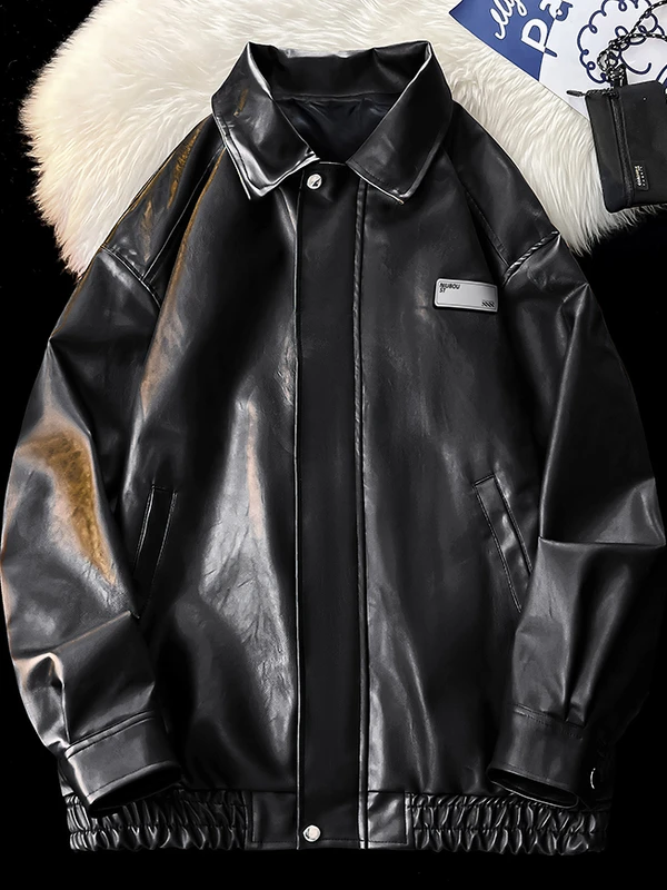 

Свободное мужское байкерское куртка, повседневное пальто из искусственной кожи в стиле ретро, американское ветрозащитное пальто на молнии на весну и осень