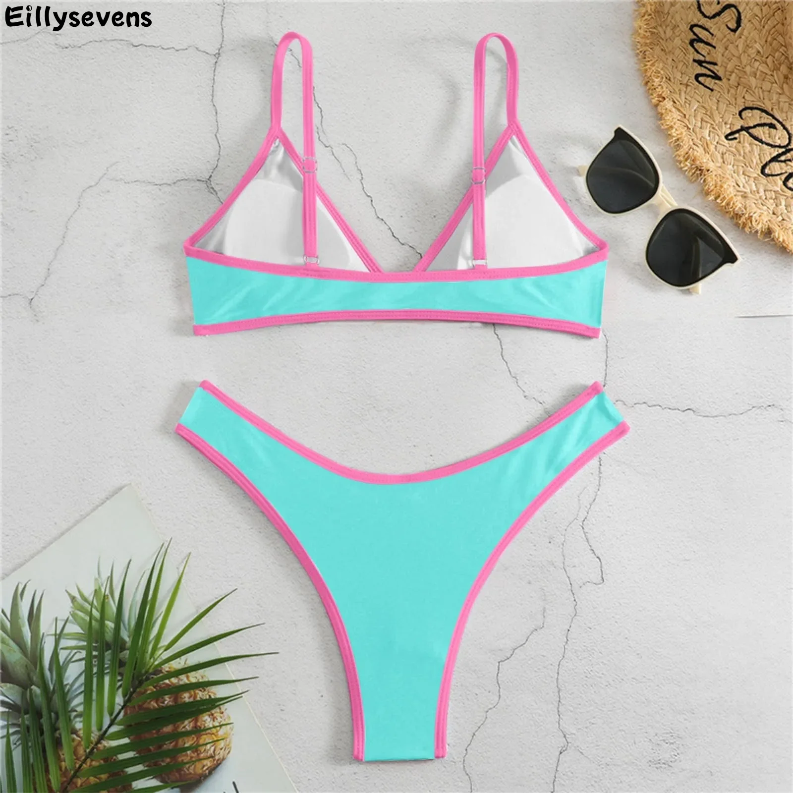 bikini 2024 women in multiple colors sexy color-blocked split bikini push-up swimsuit 2-piece set Sports Sexy Bikini Lingerie