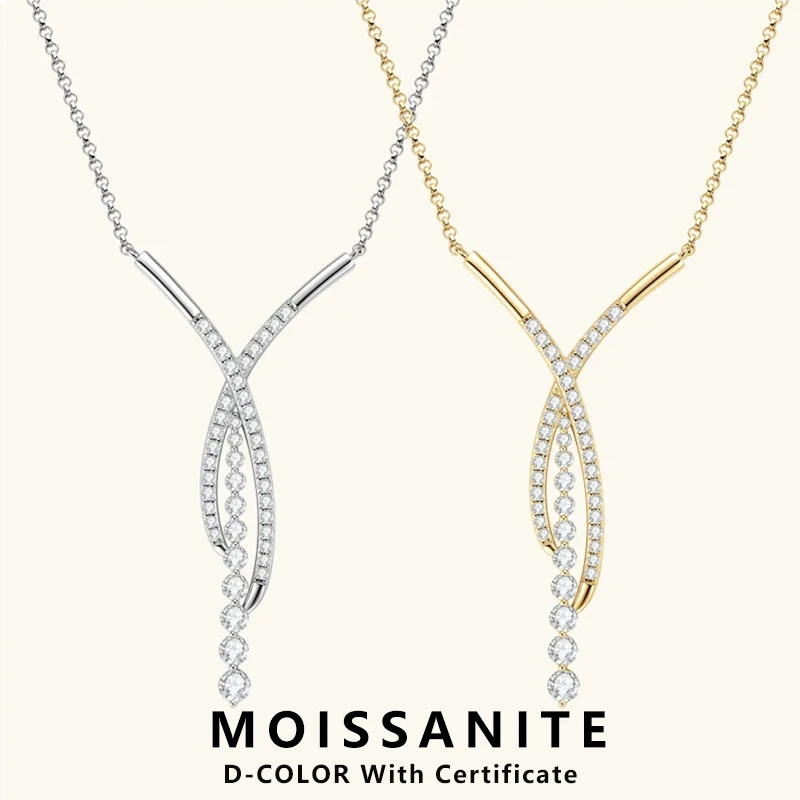 

Lnngy Exquisite Full Moissanite Diamond Necklace Original 925 Sterling Silver Cross Pendant Necklace for Women 2025 New Jewelry