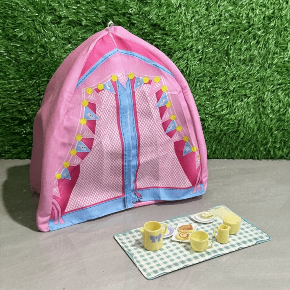 

1Set 1:12 Scale Doll Camping Set Playing House Doll Traveling Dollhouse Scene Tent Model Plastic Resin Doll Accessories Gift Toy