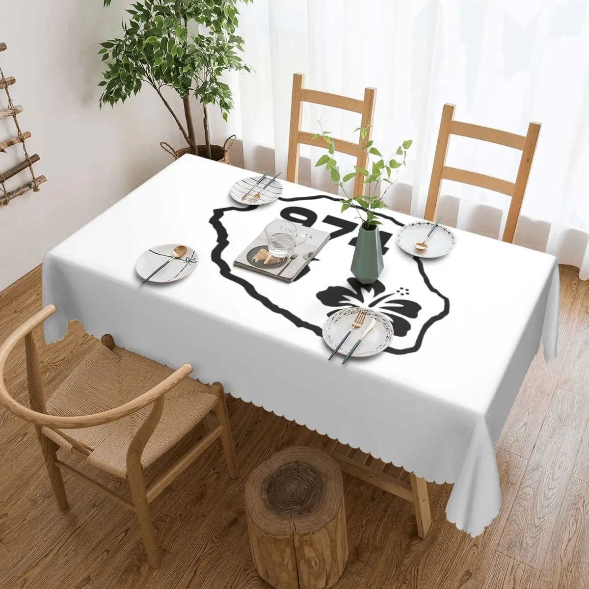 Mantel rectangular personalizado de la Isla de la Reunión, cubierta de mesa impermeable para comedor y eventos, mantel, 974